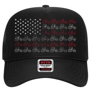 Tractor American Flag Farmer High Crown Mesh Back Trucker Hat