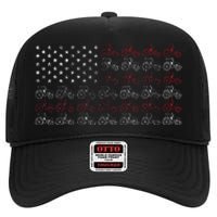 Tractor American Flag Farmer High Crown Mesh Back Trucker Hat