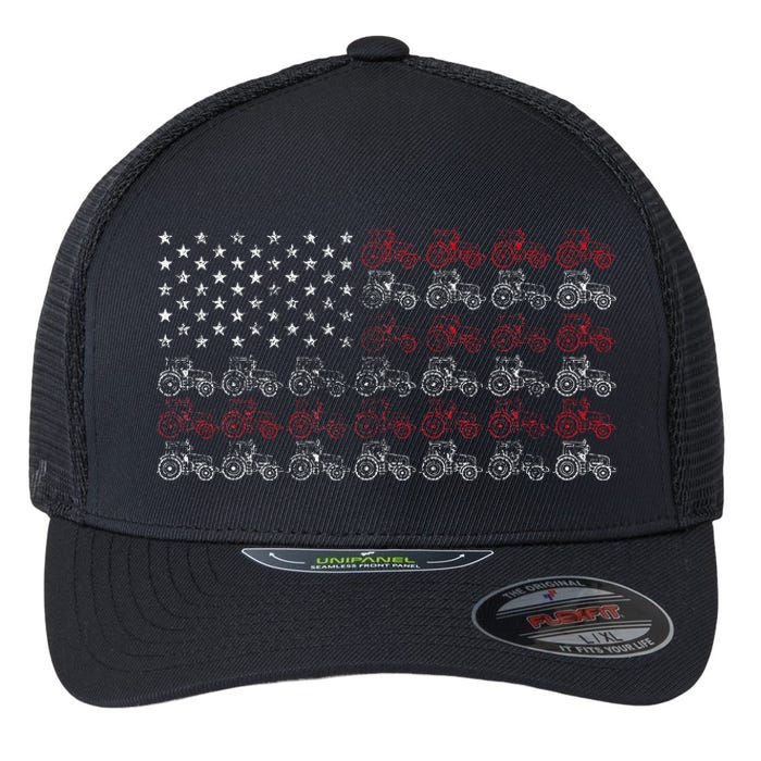 Tractor American Flag Farmer Flexfit Unipanel Trucker Cap