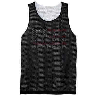 Tractor American Flag Farmer Mesh Reversible Basketball Jersey Tank