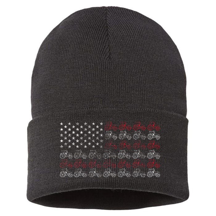 Tractor American Flag Farmer Sustainable Knit Beanie