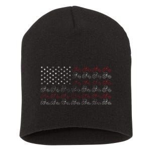 Tractor American Flag Farmer Short Acrylic Beanie