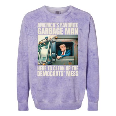 Trump AmericaS Favorite Garbage Man Trump In Trash Truck Colorblast Crewneck Sweatshirt