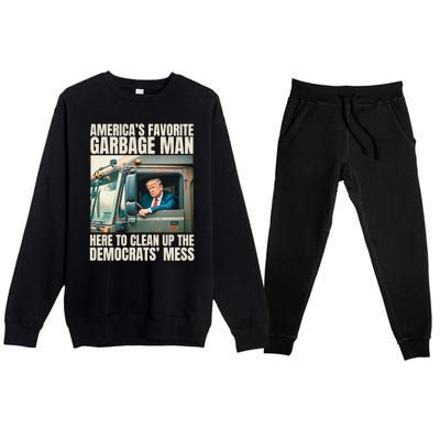 Trump AmericaS Favorite Garbage Man Trump In Trash Truck Premium Crewneck Sweatsuit Set