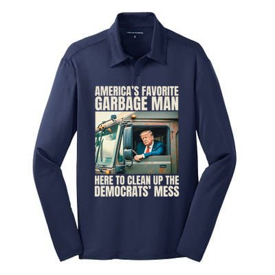 Trump AmericaS Favorite Garbage Man Trump In Trash Truck Silk Touch Performance Long Sleeve Polo