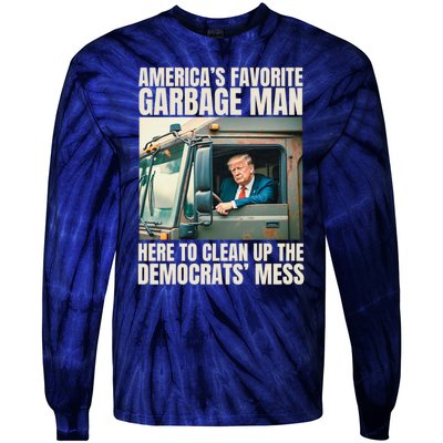 Trump AmericaS Favorite Garbage Man Trump In Trash Truck Tie-Dye Long Sleeve Shirt