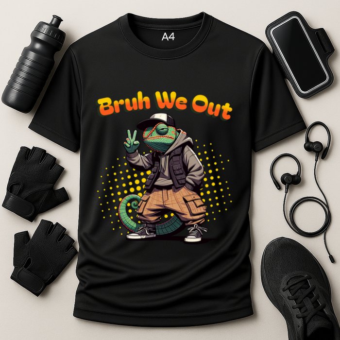 Teacher Appreciation Funny Cameleon Lizard Grad Bruh We Out Gift Cooling Performance Crew T-Shirt