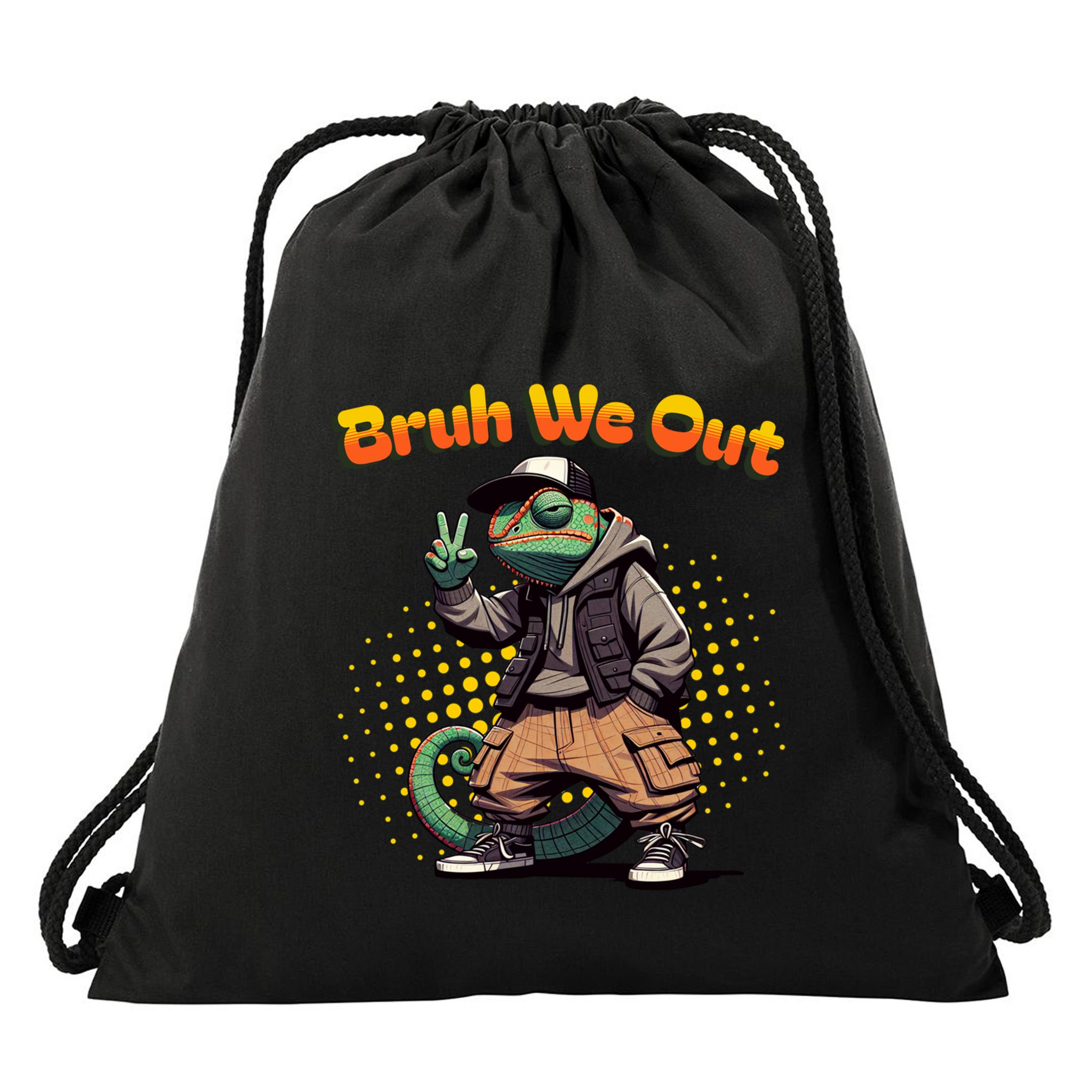 Teacher Appreciation Funny Cameleon Lizard Grad Bruh We Out Gift Drawstring Bag