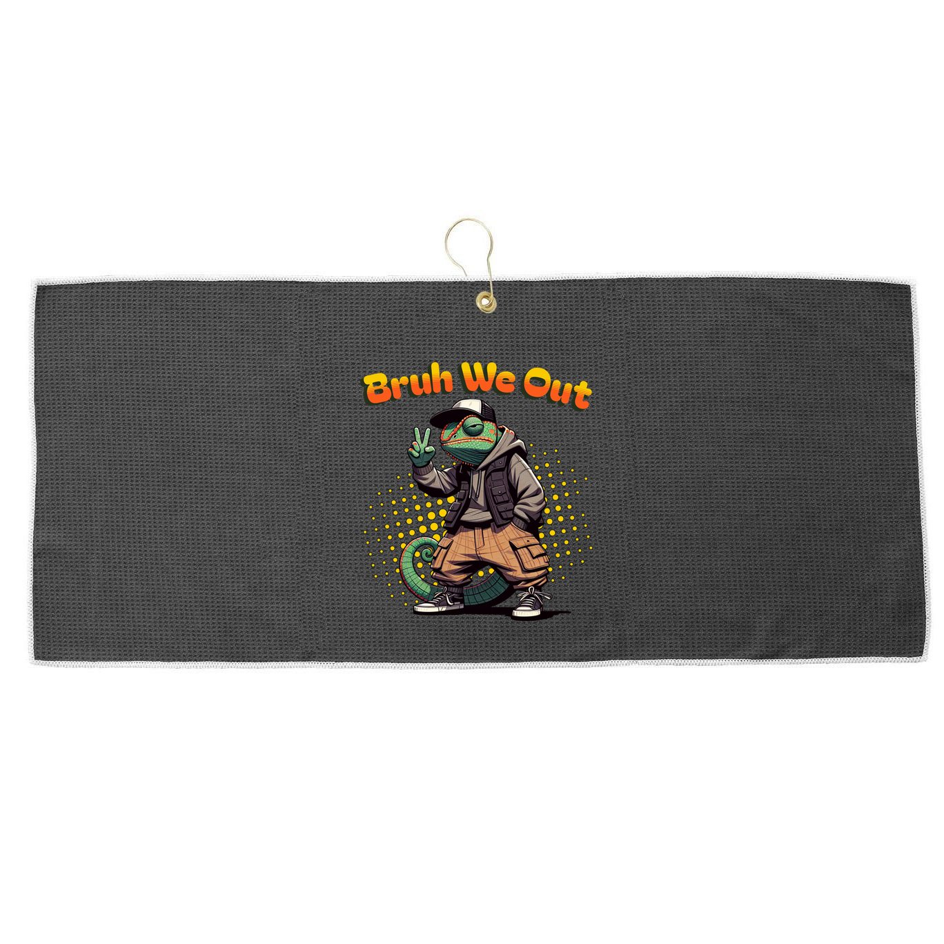 Teacher Appreciation Funny Cameleon Lizard Grad Bruh We Out Gift Large Microfiber Waffle Golf Towel