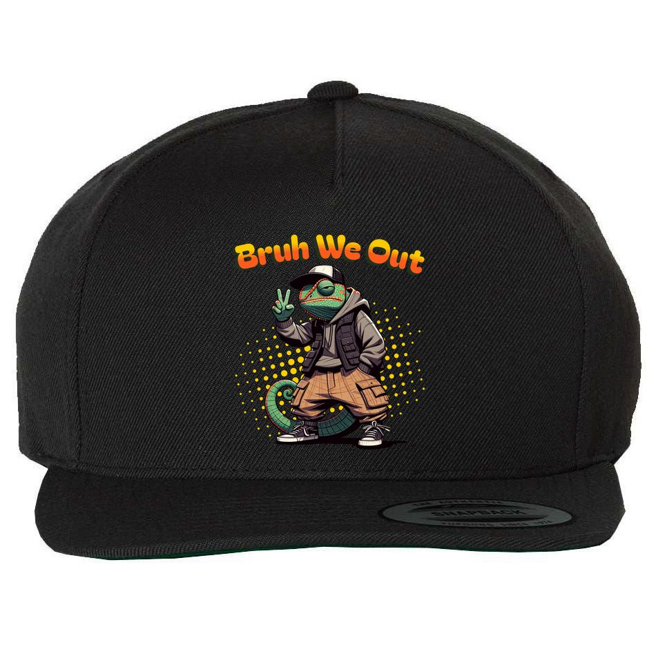 Teacher Appreciation Funny Cameleon Lizard Grad Bruh We Out Gift Wool Snapback Cap