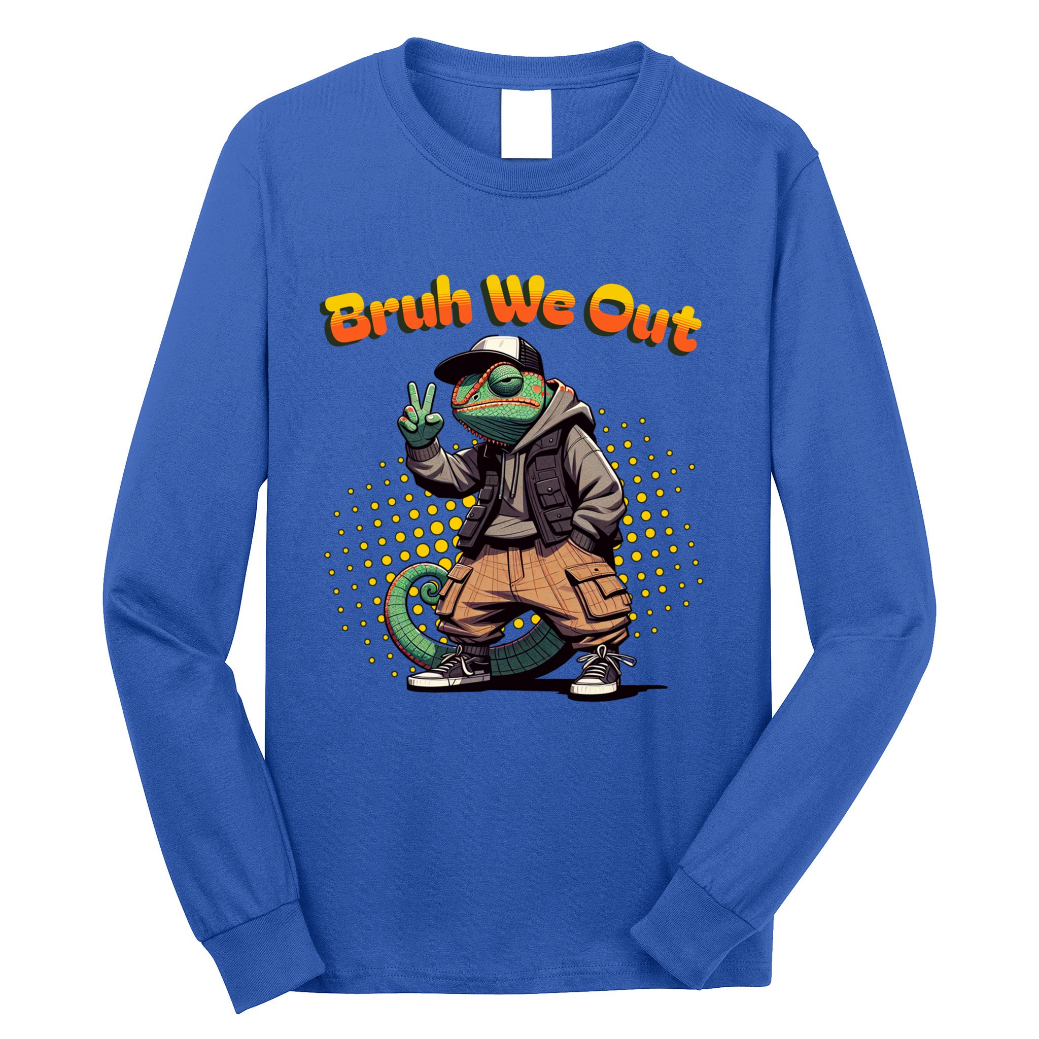 Teacher Appreciation Funny Cameleon Lizard Grad Bruh We Out Gift Long Sleeve Shirt