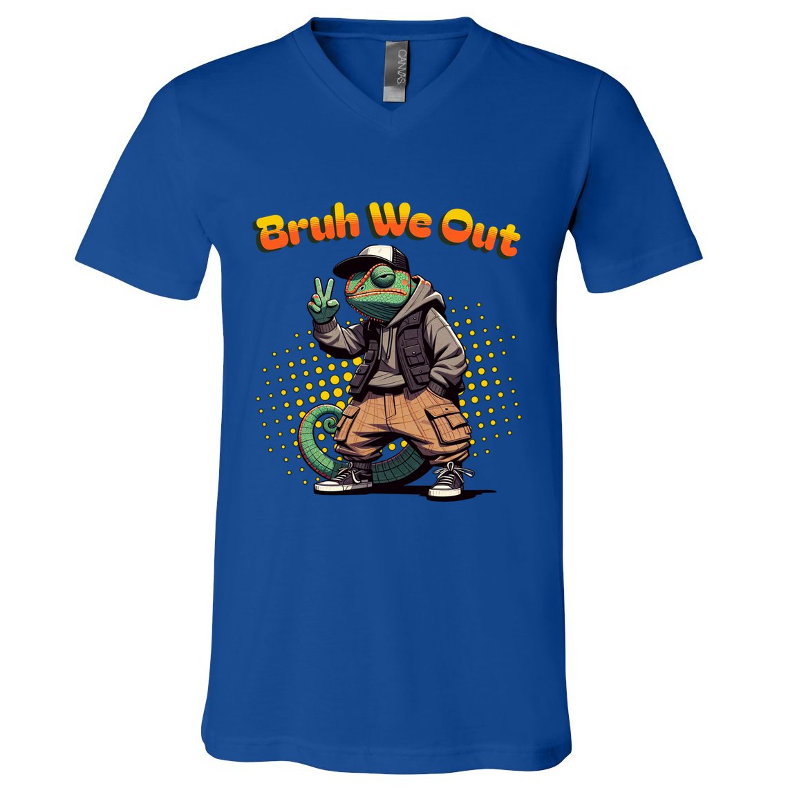 Teacher Appreciation Funny Cameleon Lizard Grad Bruh We Out Gift V-Neck T-Shirt