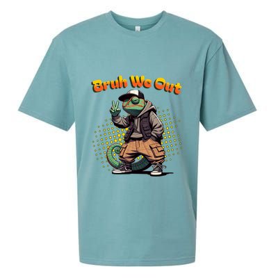Teacher Appreciation Funny Cameleon Lizard Grad Bruh We Out Gift Sueded Cloud Jersey T-Shirt