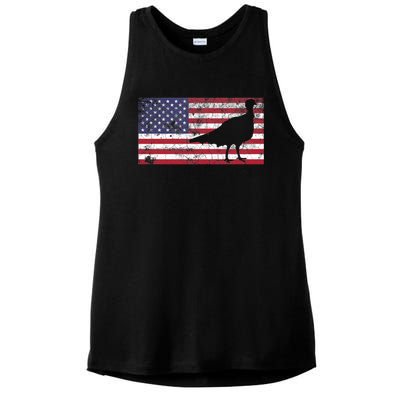 Turkey American Flag Usa Dad 4th Of July Thanksgiving Gift Ladies PosiCharge Tri-Blend Wicking Tank