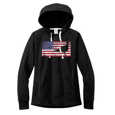 Turkey American Flag Usa Dad 4th Of July Thanksgiving Gift Women's Fleece Hoodie