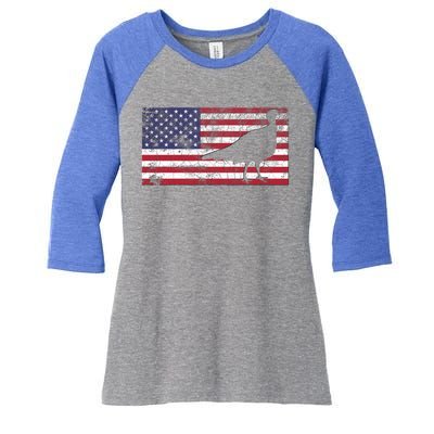 Turkey American Flag Usa Dad 4th Of July Thanksgiving Gift Women's Tri-Blend 3/4-Sleeve Raglan Shirt