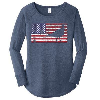 Turkey American Flag Usa Dad 4th Of July Thanksgiving Gift Women's Perfect Tri Tunic Long Sleeve Shirt