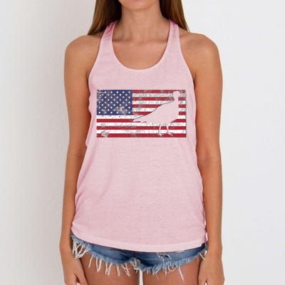 Turkey American Flag Usa Dad 4th Of July Thanksgiving Gift Women's Knotted Racerback Tank