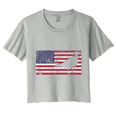 Turkey American Flag Usa Dad 4th Of July Thanksgiving Gift Women's Crop Top Tee