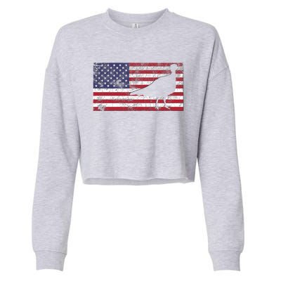 Turkey American Flag Usa Dad 4th Of July Thanksgiving Gift Cropped Pullover Crew