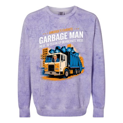 Trump AmericaS Favorite Garbage Man Trump In Trash Truck Colorblast Crewneck Sweatshirt