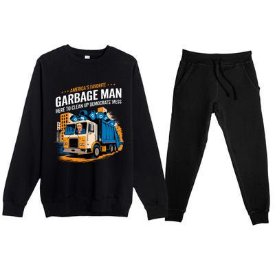 Trump AmericaS Favorite Garbage Man Trump In Trash Truck Premium Crewneck Sweatsuit Set