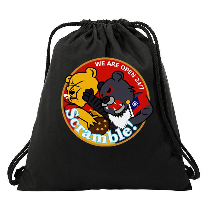 Taiwan Air Force Badge Red Drawstring Bag