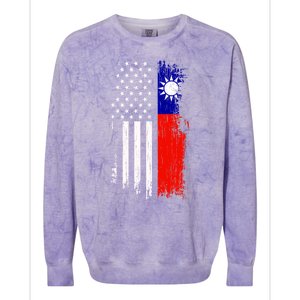 Taiwanese American Flag Pride Taiwan Usa Gift Colorblast Crewneck Sweatshirt