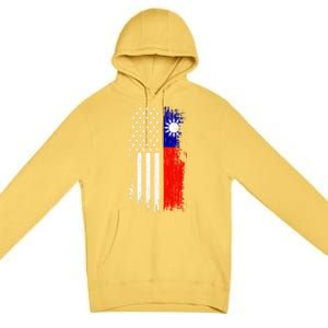 Taiwanese American Flag Pride Taiwan Usa Gift Premium Pullover Hoodie