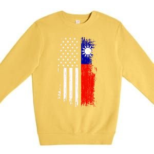 Taiwanese American Flag Pride Taiwan Usa Gift Premium Crewneck Sweatshirt