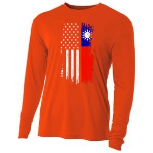 Taiwanese American Flag Pride Taiwan Usa Gift Cooling Performance Long Sleeve Crew