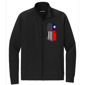 Taiwanese American Flag Pride Taiwan Usa Gift Stretch Full-Zip Cadet Jacket