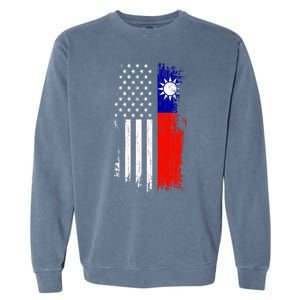 Taiwanese American Flag Pride Taiwan Usa Gift Garment-Dyed Sweatshirt