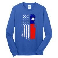 Taiwanese American Flag Pride Taiwan Usa Gift Tall Long Sleeve T-Shirt