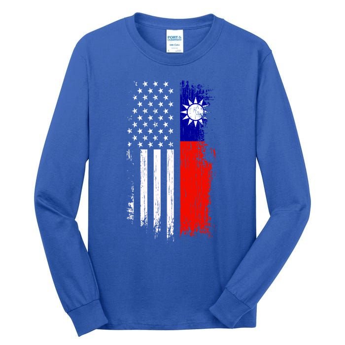 Taiwanese American Flag Pride Taiwan Usa Gift Tall Long Sleeve T-Shirt