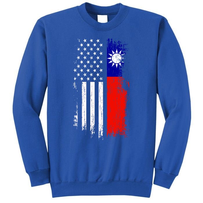 Taiwanese American Flag Pride Taiwan Usa Gift Tall Sweatshirt