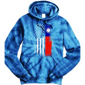 Taiwanese American Flag Pride Taiwan Usa Gift Tie Dye Hoodie