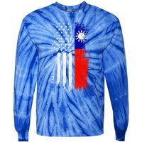 Taiwanese American Flag Pride Taiwan Usa Gift Tie-Dye Long Sleeve Shirt