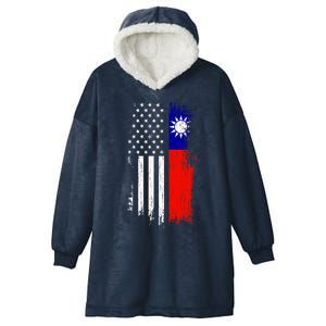 Taiwanese American Flag Pride Taiwan Usa Gift Hooded Wearable Blanket