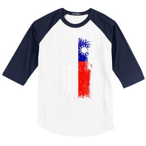 Taiwanese American Flag Pride Taiwan Usa Gift Baseball Sleeve Shirt