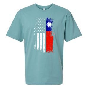 Taiwanese American Flag Pride Taiwan Usa Gift Sueded Cloud Jersey T-Shirt