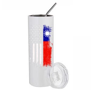 Taiwanese American Flag Pride Taiwan Usa Gift Stainless Steel Tumbler