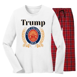 Trump A Fine President 2024 Reelection 2024 Women's Long Sleeve Flannel Pajama Set 