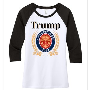 Trump A Fine President 2024 Reelection 2024 Women's Tri-Blend 3/4-Sleeve Raglan Shirt