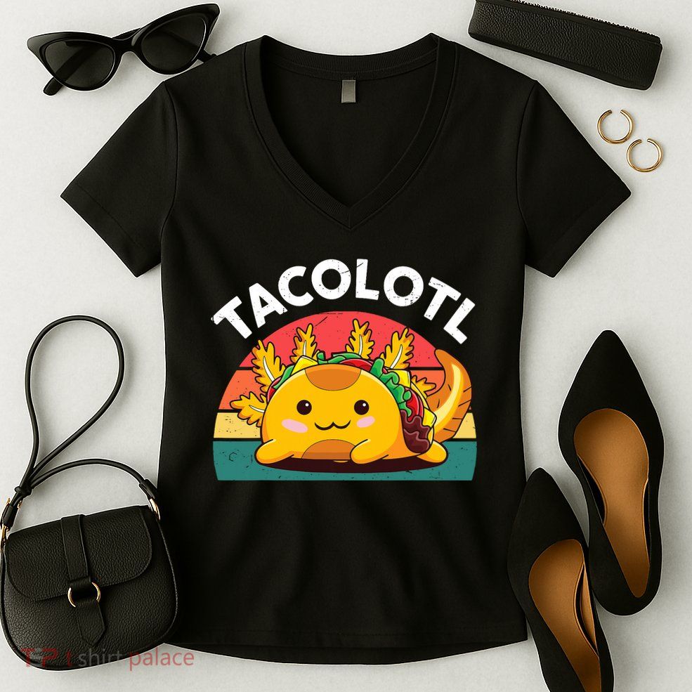 Taco Axolotl- Funny Taco Tuesday Mexican Women's V-Neck T-Shirt