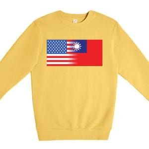 Taiwanese American Flag Us Taiwan Pride Gift Premium Crewneck Sweatshirt