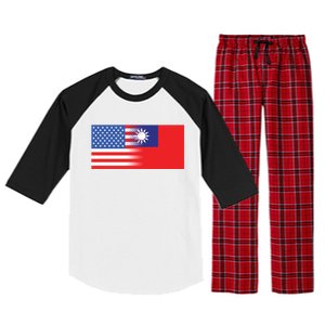 Taiwanese American Flag Us Taiwan Pride Gift Raglan Sleeve Pajama Set