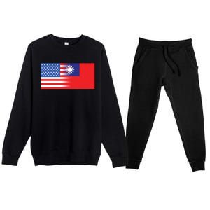 Taiwanese American Flag Us Taiwan Pride Gift Premium Crewneck Sweatsuit Set