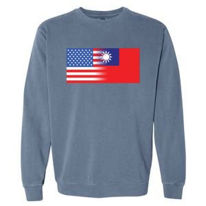 Taiwanese American Flag Us Taiwan Pride Gift Garment-Dyed Sweatshirt