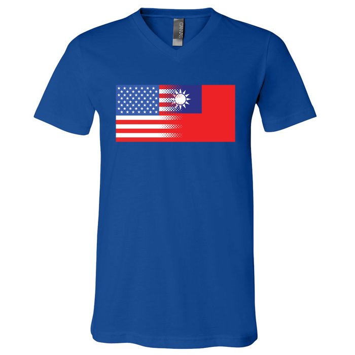 Taiwanese American Flag Us Taiwan Pride Gift V-Neck T-Shirt